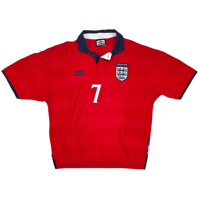 1999/01 England Away Football Shirt (L) Umbro 7 Beckham - Football Finery - FF301633