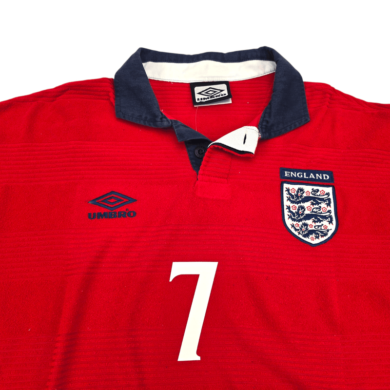 1999/01 England Away Football Shirt (L) Umbro 7 Beckham - Football Finery - FF301633