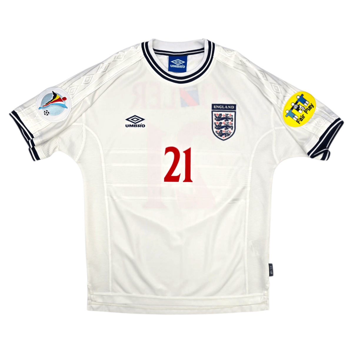 1999/01 England Home Football Shirt (L) Umbro 21 Fowler - Football Finery - FF301653
