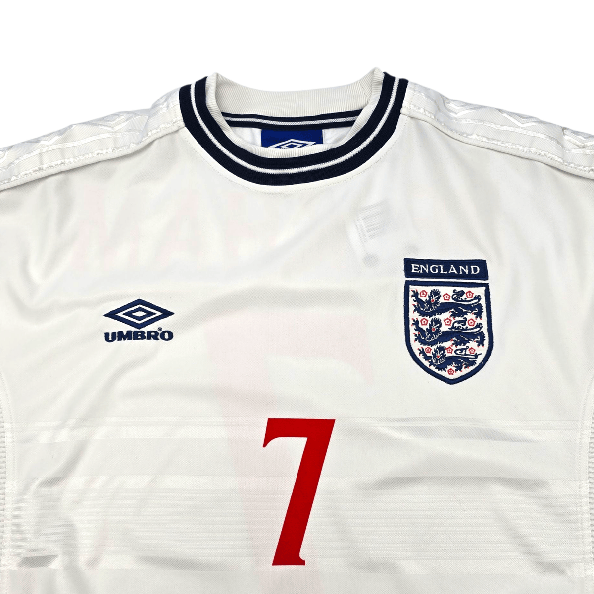 1999/01 England Home Football Shirt (L) Umbro 7 Beckham - Football Finery - FF300524