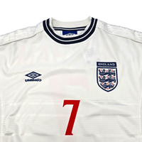 1999/01 England Home Football Shirt (L) Umbro 7 Beckham - Football Finery - FF300524