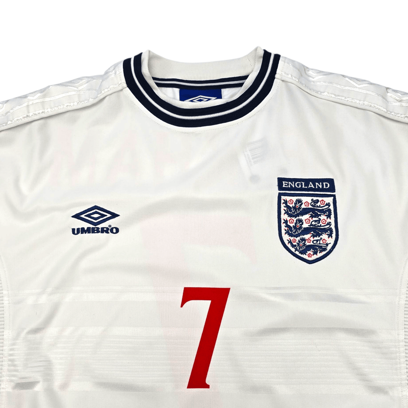 1999/01 England Home Football Shirt (L) Umbro 7 Beckham - Football Finery - FF300524