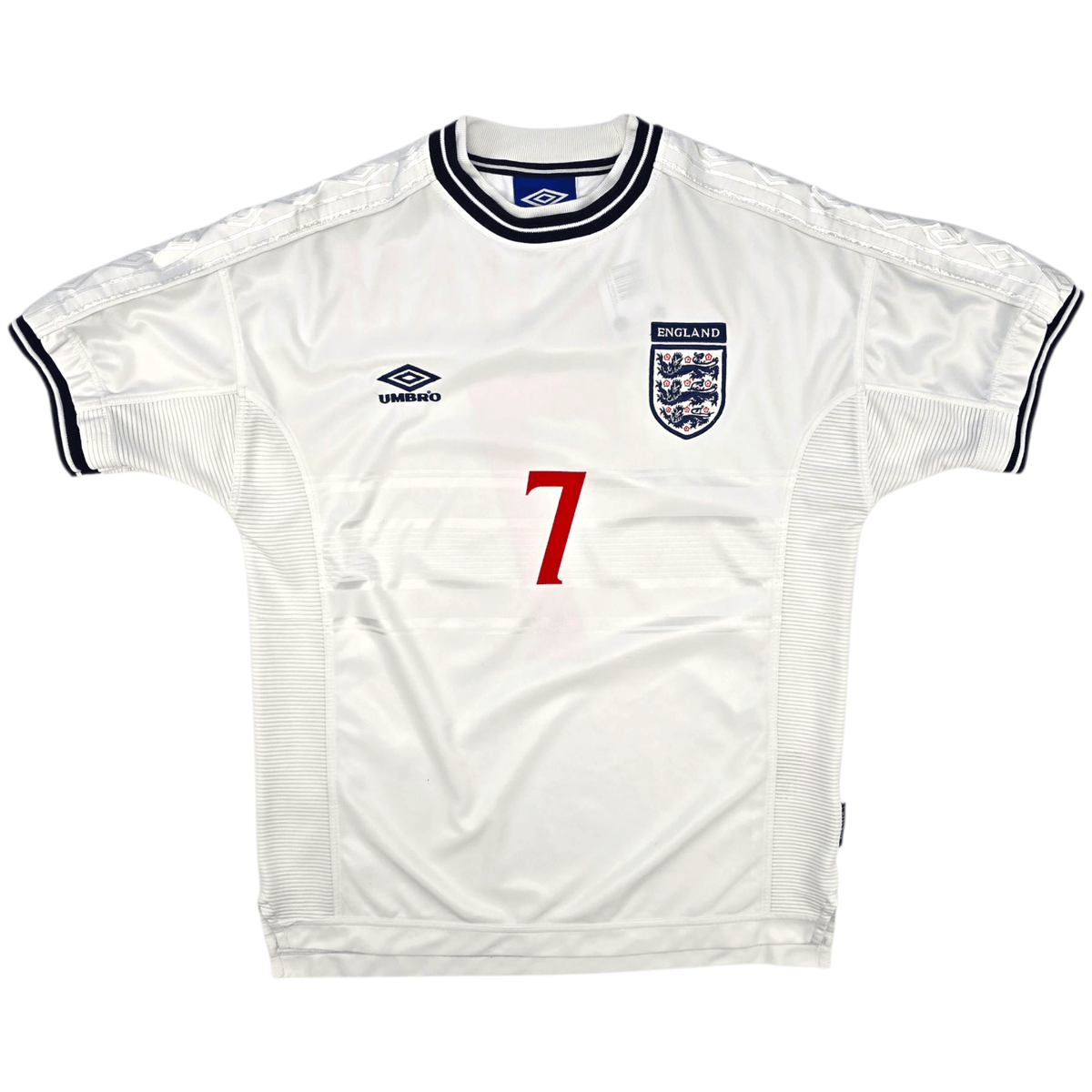 1999/01 England Home Football Shirt (L) Umbro 7 Beckham - Football Finery - FF300524