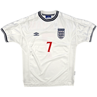 1999/01 England Home Football Shirt (L) Umbro 7 Beckham - Football Finery - FF300524