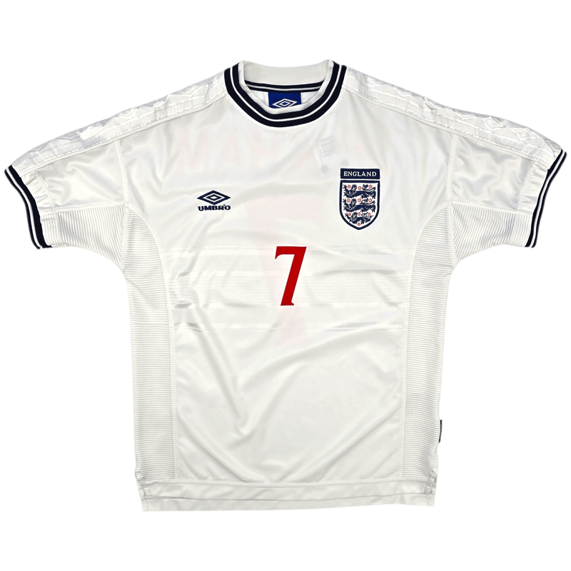 1999/01 England Home Football Shirt (L) Umbro 7 Beckham - Football Finery - FF300524