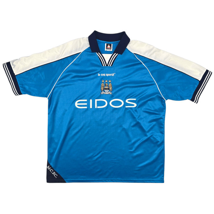 1999/01 Manchester City Home Football Shirt (XL) Le Coq Sportif 10 Goater - Football Finery - FF301390