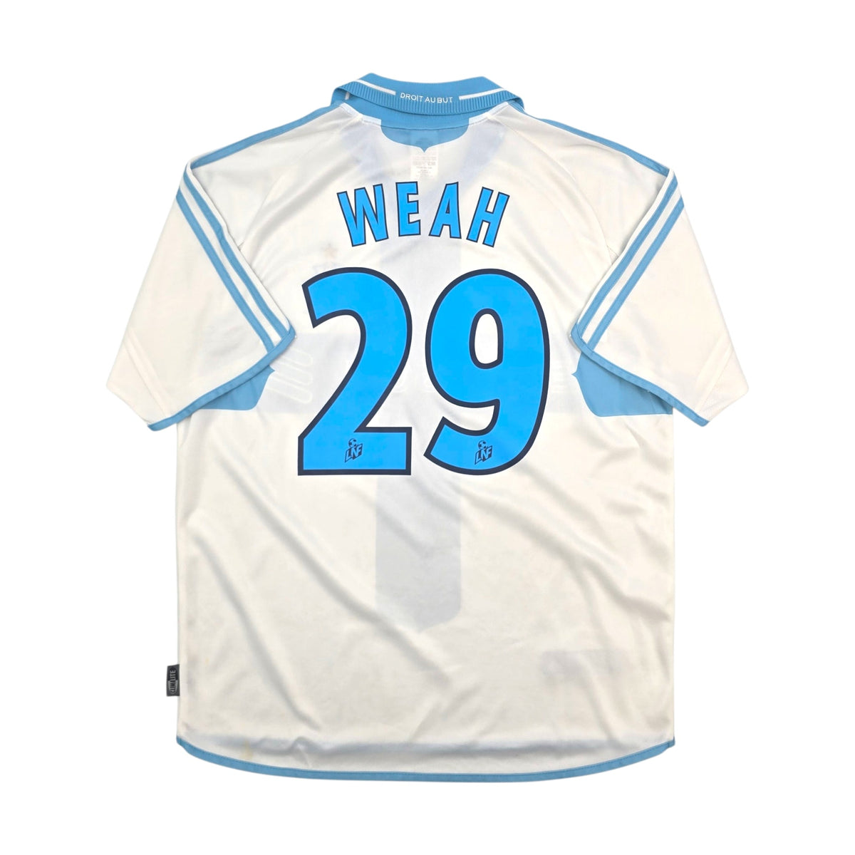 2000/01 Olympique Marseille Home Football Shirt (M) Adidas 29 Weah - Football Finery - FF305740