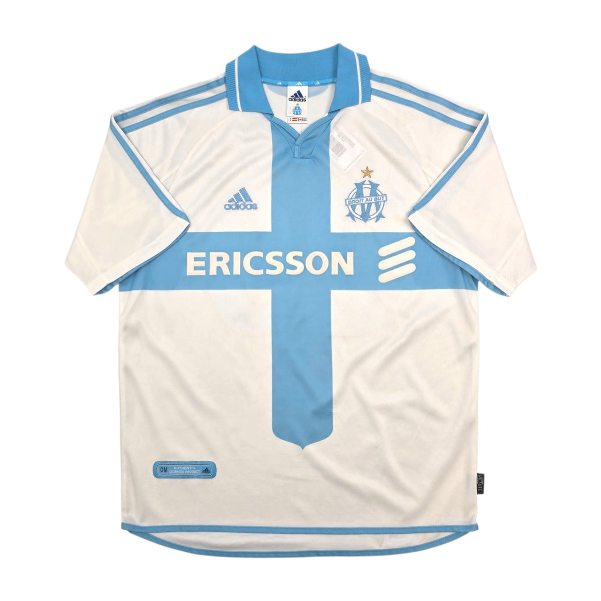 2000/01 Olympique Marseille Home Football Shirt (M) Adidas 29 Weah - Football Finery - FF305740