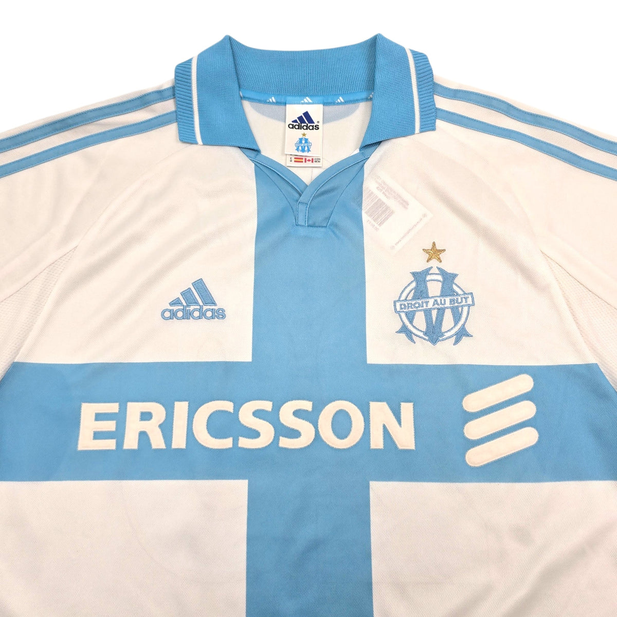2000/01 Olympique Marseille Home Football Shirt (M) Adidas 29 Weah - Football Finery - FF305740