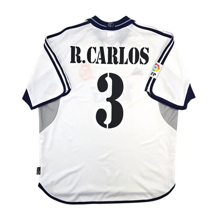 2000/01 Real Madrid Home Football Shirt (XL) Adidas #3 R. Carlos - Football Finery - FF306386