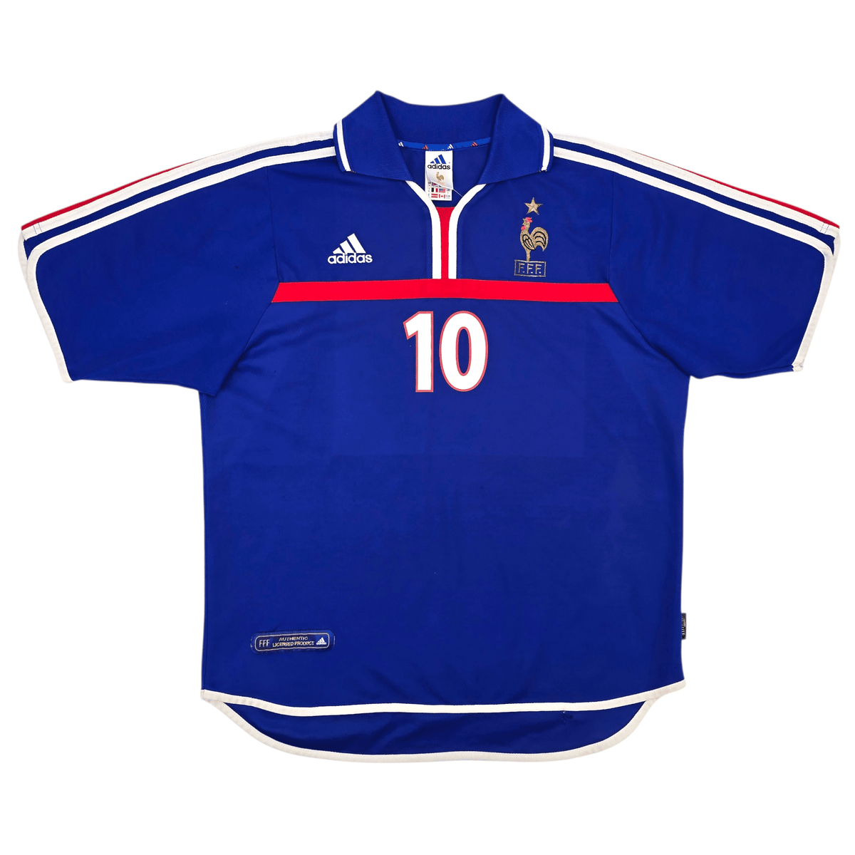 2000/02 France Home Football Shirt (L) Adidas 10 Zidane - Football Finery - FF302976