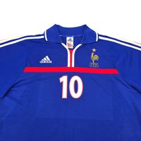2000/02 France Home Football Shirt (L) Adidas 10 Zidane - Football Finery - FF302976