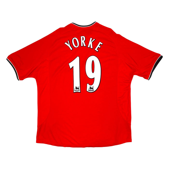 2000/02 Manchester United Home Football Shirt (2XL) Umbro 19 Yorke - Football Finery - FF301858