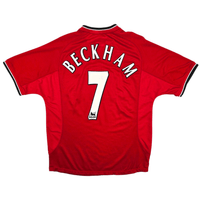 2000/02 Manchester United Home Football Shirt (L) Umbro #7 Beckham - Football Finery - FF301015