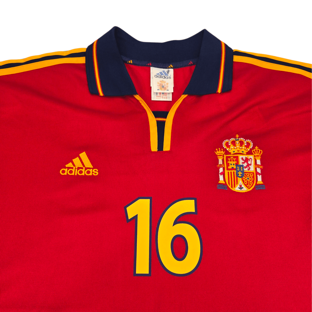 2000/02 Spain Home Football Shirt (L) Adidas 16 Mendieta - Football Finery - FF302882