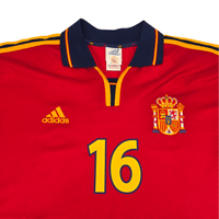 2000/02 Spain Home Football Shirt (L) Adidas 16 Mendieta - Football Finery - FF302882