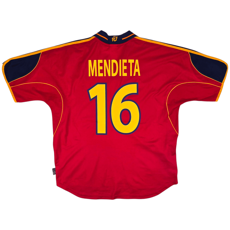 2000/02 Spain Home Football Shirt (L) Adidas 16 Mendieta - Football Finery - FF302882