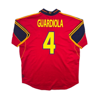 2000/02 Spain Home Football Shirt (XL) Adidas 4 Guardiola - Football Finery - FF303662