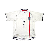 2001/03 England Home Football Shirt (L) Umbro #7 Beckham - Football Finery - FF203506