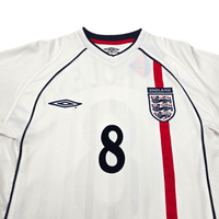 2001/03 England Home Football Shirt (S) Umbro 8 Scholes - Football Finery - FF303414