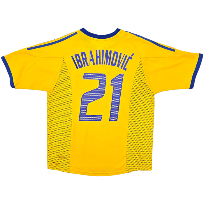 2002/03 Sweden Home Football Shirt (L) Adidas 21 Ibrahimovic - Football Finery - FF302176
