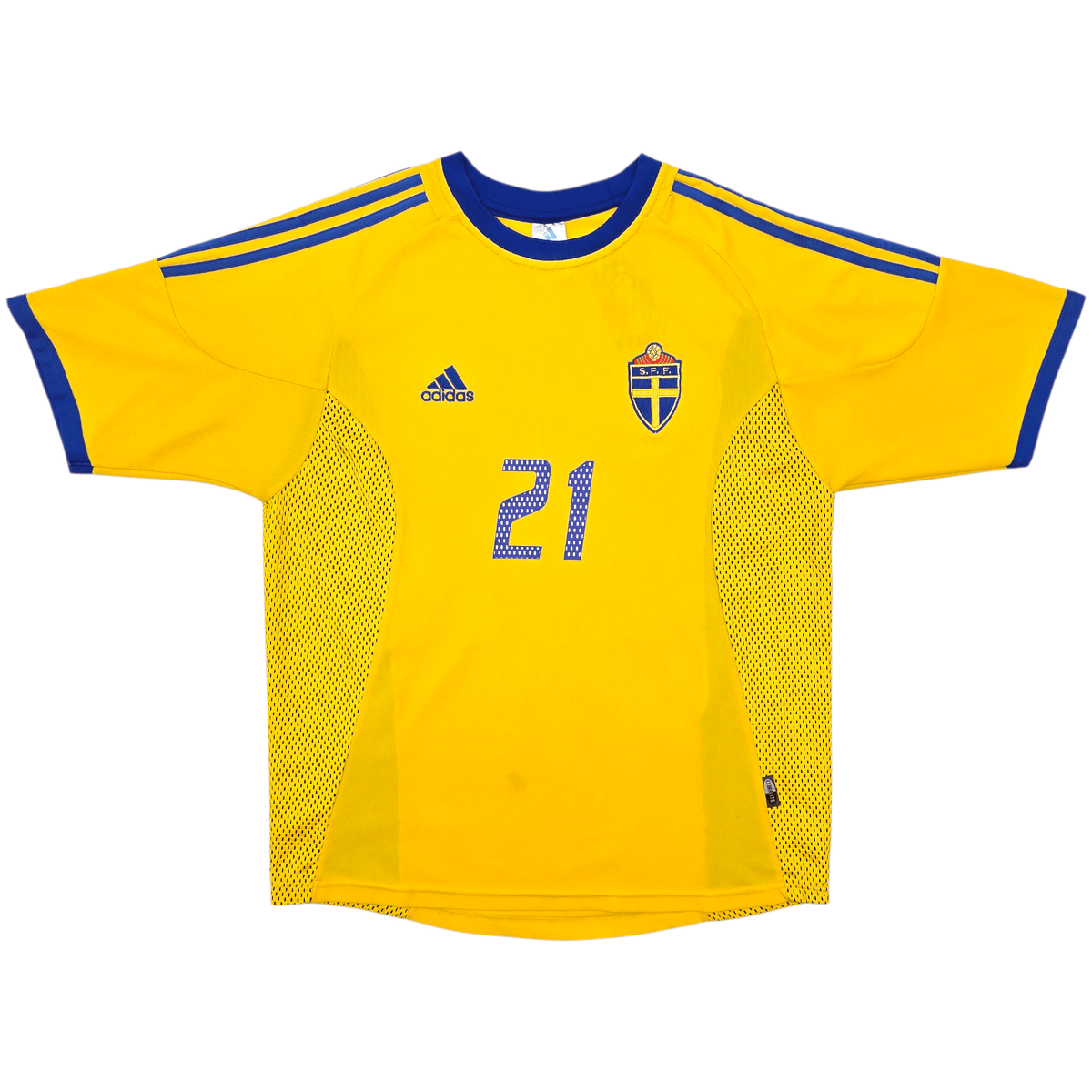 2002/03 Sweden Home Football Shirt (L) Adidas 21 Ibrahimovic - Football Finery - FF302176