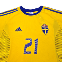 2002/03 Sweden Home Football Shirt (L) Adidas 21 Ibrahimovic - Football Finery - FF302176