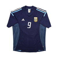 2002/04 Argentina Away Football Shirt (M) Adidas 9 Batistuta - Football Finery - FF303921