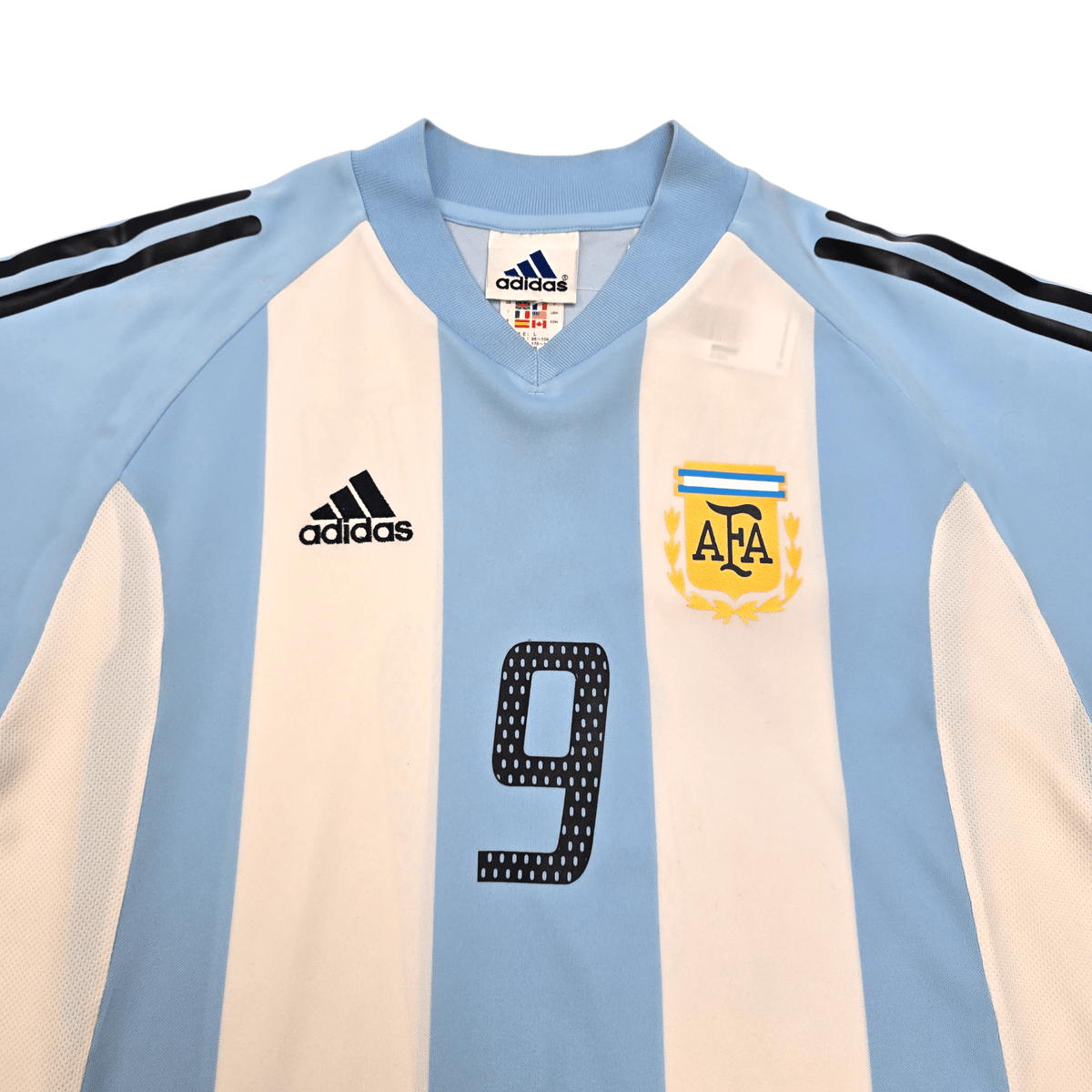 2002/04 Argentina Home Football Shirt (L) Adidas 9 Batistuta (Upgraded Template) - Football Finery - FF303917