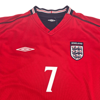 2002/04 England Away Football Shirt (L) Umbro 7 Beckham - Football Finery - FF302943