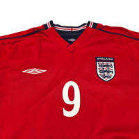 2002/04 England Away Football Shirt (L) Umbro 9 Fowler - Football Finery - FF301652