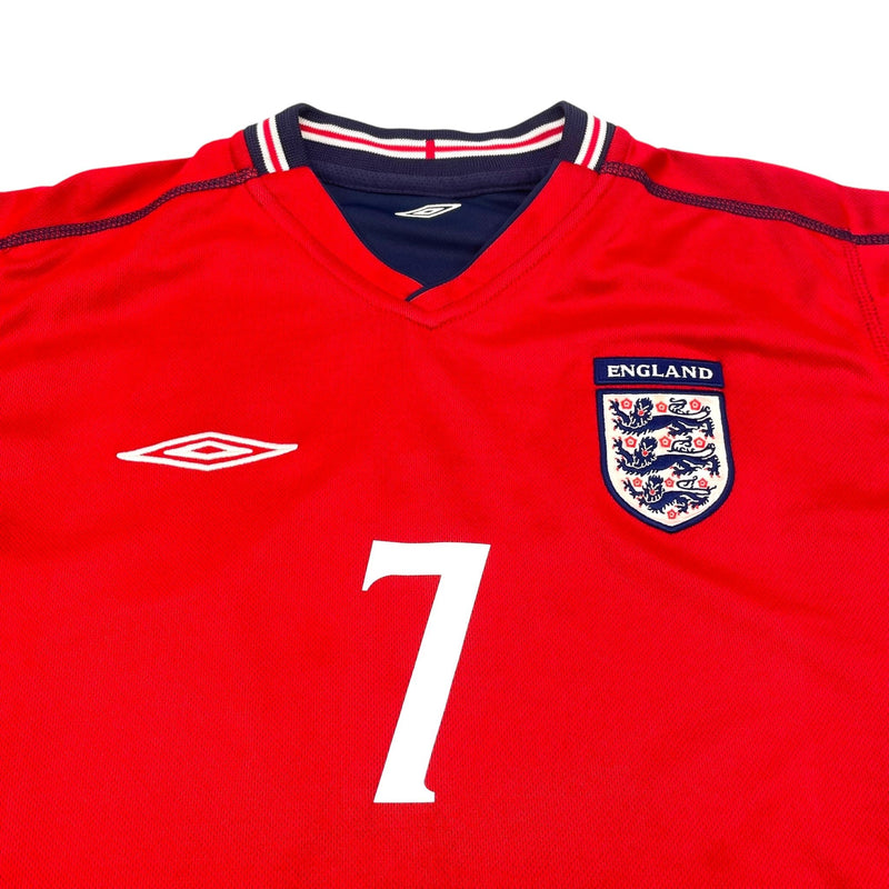 2002/04 England Away Football Shirt (S) Umbro 7 Beckham - Football Finery - FF301494