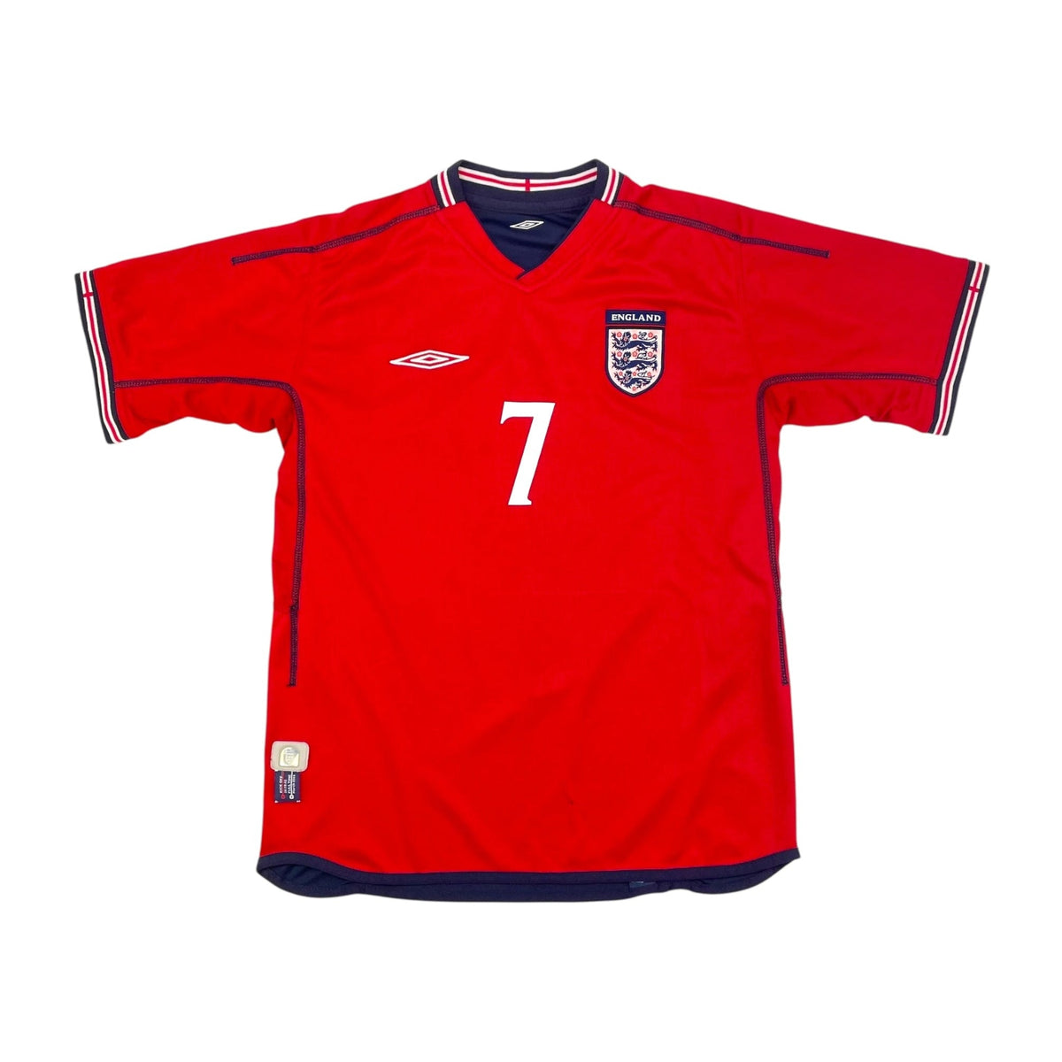 2002/04 England Away Football Shirt (S) Umbro 7 Beckham - Football Finery - FF301494