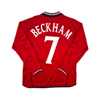 2002/04 England Away Football Shirt (S) Umbro 7 Beckham - Football Finery - FF302390
