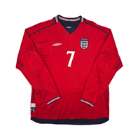 2002/04 England Away Football Shirt (S) Umbro 7 Beckham - Football Finery - FF302390