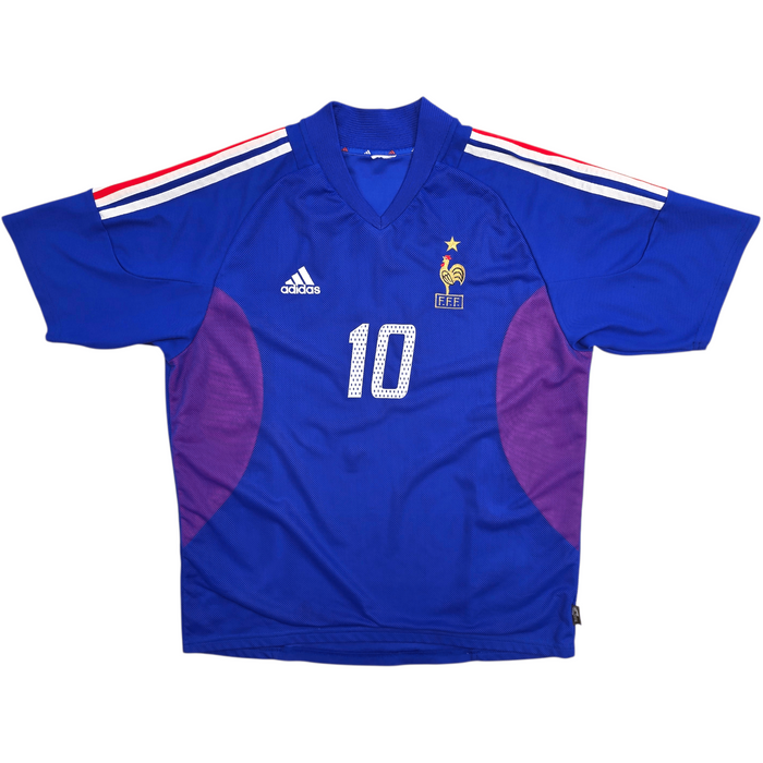 2002/04 France Home Football Shirt (M) Adidas 10 Zidane - Football Finery - FF302612