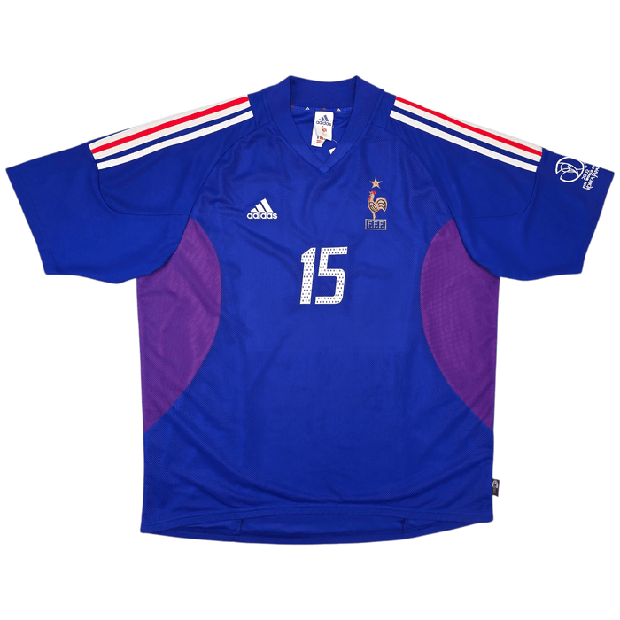 2002/04 France Home Football Shirt (XL) Adidas 15 Thuram - Football Finery - FF302986
