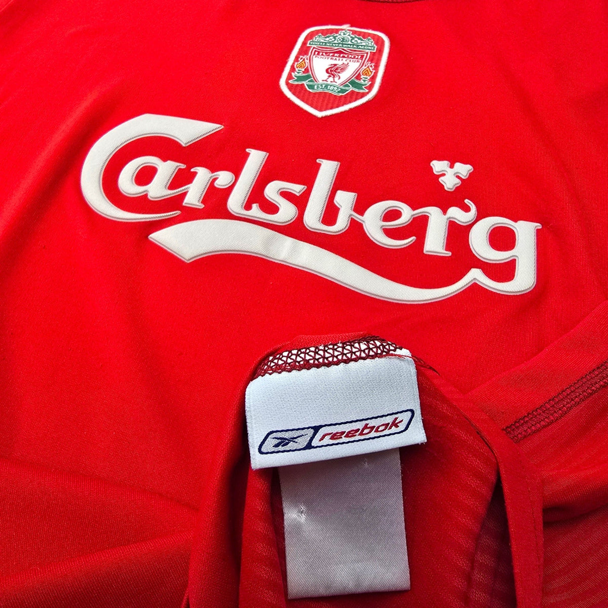 2002/04 Liverpool Home Football Shirt (S) Reebok 5 Baros - Football Finery - FF305107