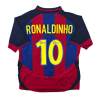 2003/04 Barcelona Home Football Shirt (L) Nike 10 Ronaldinho - Football Finery - FF306003