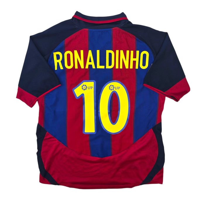 2003/04 Barcelona Home Football Shirt (L) Nike 10 Ronaldinho - Football Finery - FF306003