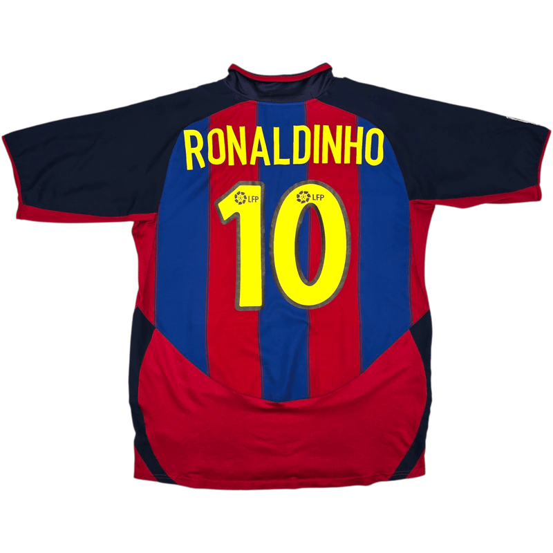 2003/04 Barcelona Home Football Shirt (M) Nike 10 Ronaldinho - Football Finery - FF302619