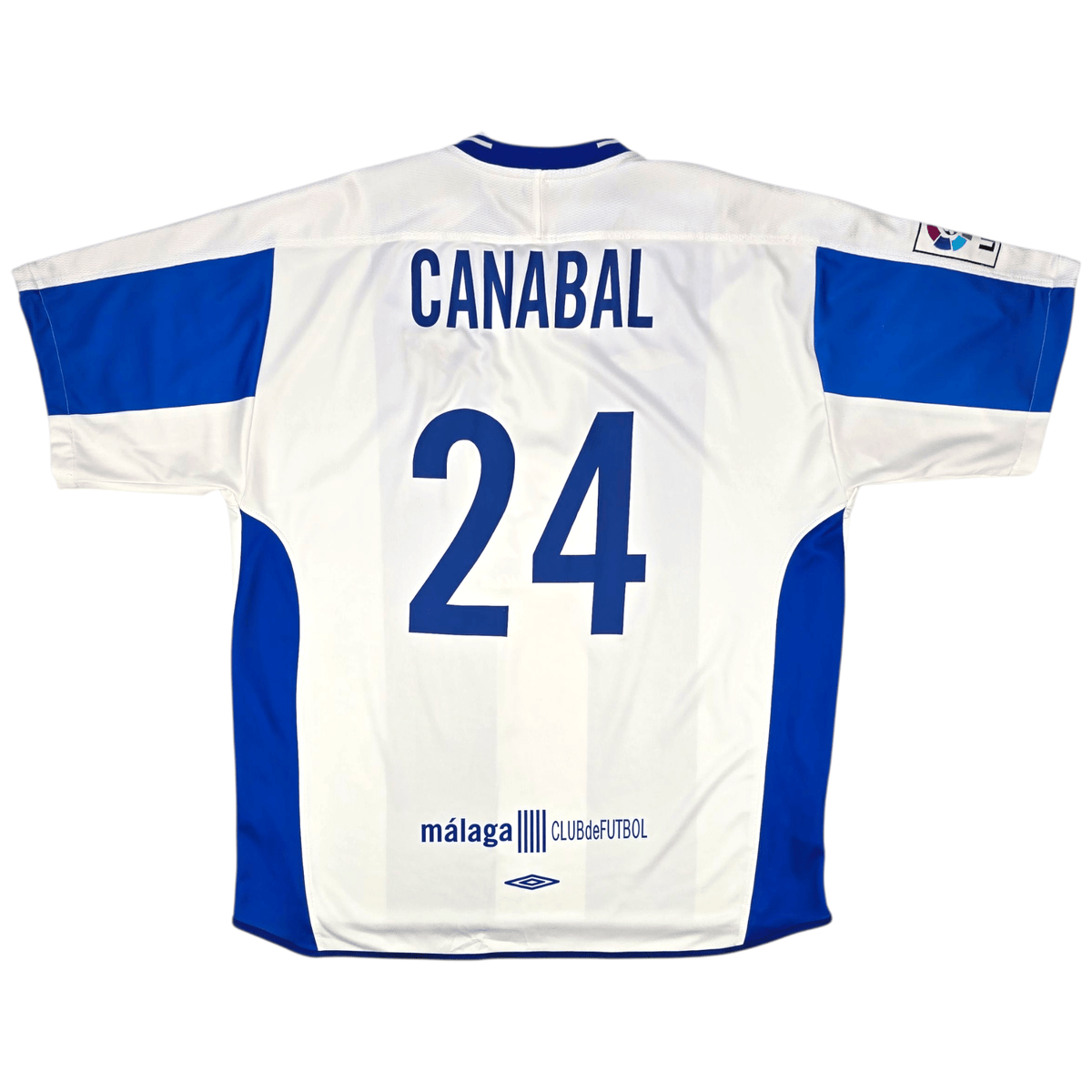 2003/04 Malaga Home Football Shirt (2XL) Umbro 24 Canabal - Football Finery - FF302806