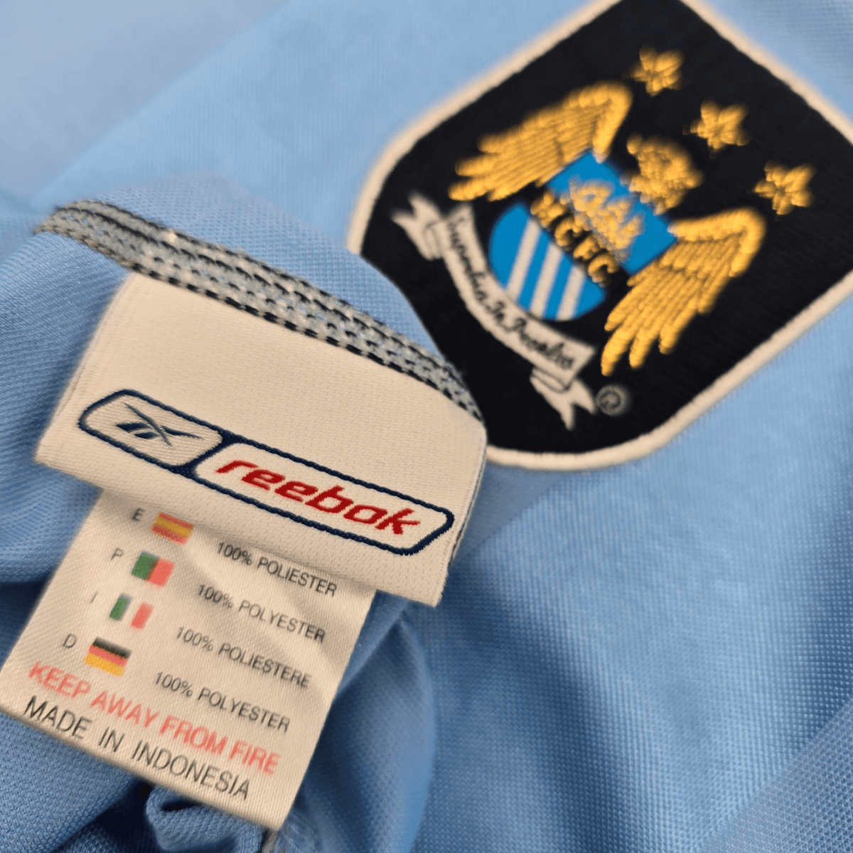 2003/04 Manchester City Home Football Shirt (2XL) Reebok 20 McManaman - Football Finery - FF301211