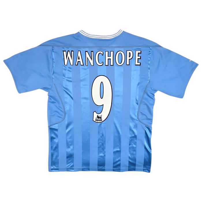 2003/04 Manchester City Home Football Shirt (XL) Reebok #9 Wanchope - Football Finery - FF300178