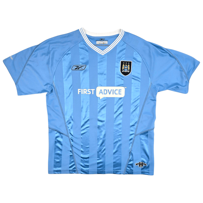 2003/04 Manchester City Home Football Shirt (XL) Reebok #9 Wanchope - Football Finery - FF300178