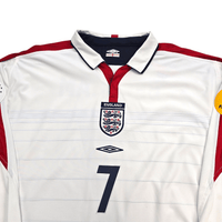 2003/05 England Home Football Shirt (XL) Umbro 7 Beckham - Football Finery - FF303151