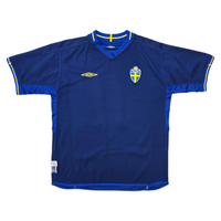 2003/05 Sweden Away Football Shirt (XL) Umbro 11 Larsson - Football Finery - FF304234