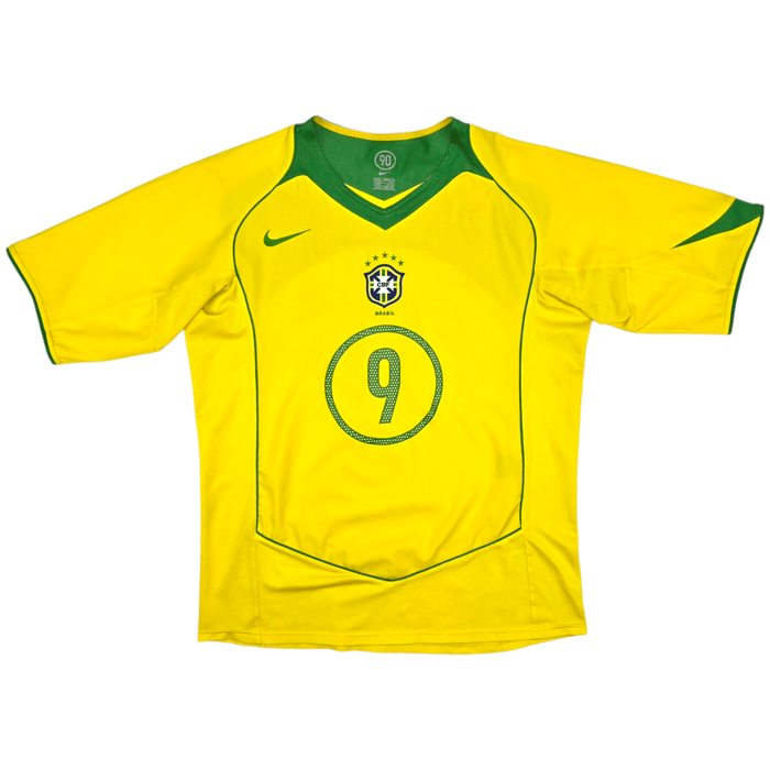 2004/06 Brazil Home Football Shirt (M) Nike 9 Ronaldo - Football Finery - FF301252