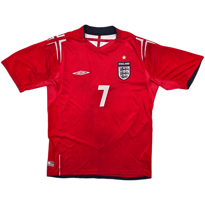 2004/06 England Away Football Shirt (M) Umbro 7 Beckham - Football Finery - FF302140