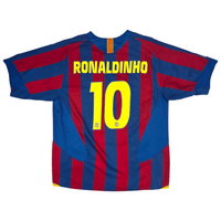 2005/06 Barcelona Home Football Shirt (2XL) Nike 10 Ronaldinho - Football Finery - FF301789